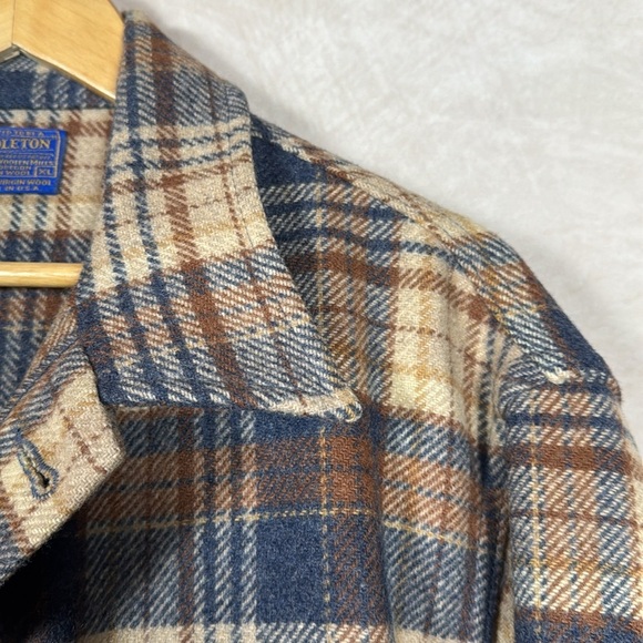 Pendleton Vintage 60's Mens XL Wool Check Plaid Flannel Thick Utility Jacket USA - Picture 2 of 12